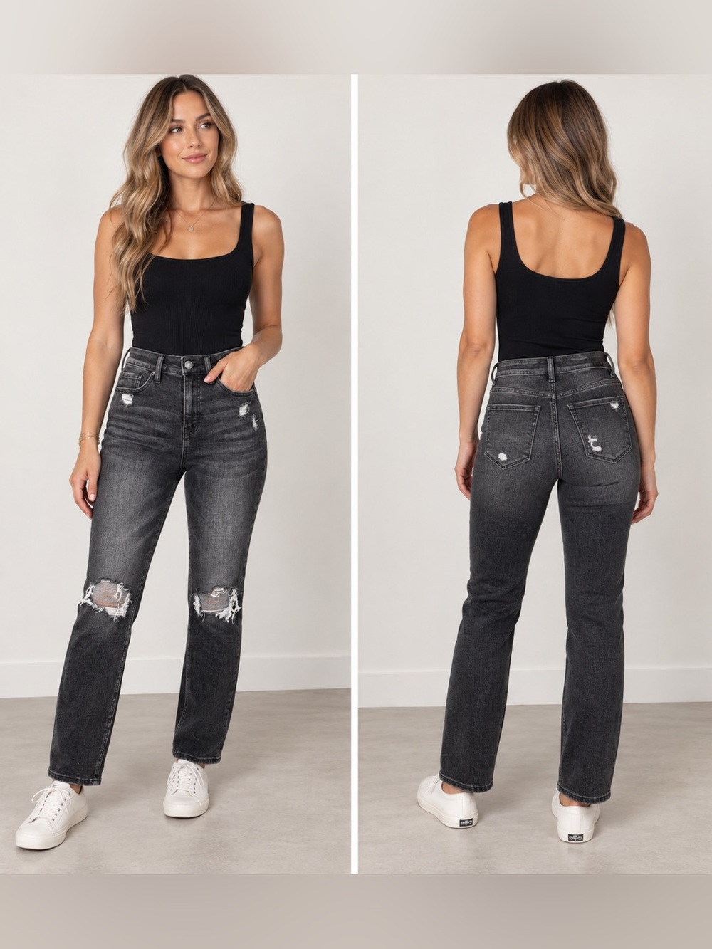Vervet Los Angeles Black Gray Distressed Jeans Size 24